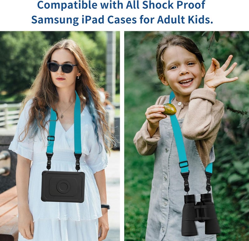 ATLRGISL Adjustable iPad Binocular Camera Strap, Comfortable Shoulder Strap Nylon Neck Lanyard for iPad/Samsung Tablet Case,Crossbody Laptop Luggage Bag (Sky Blue) - Image 3
